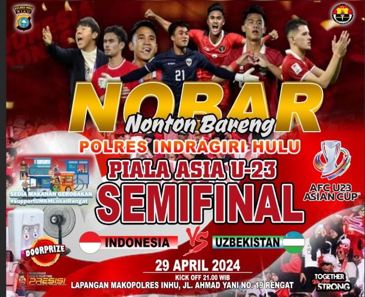 Siapkan Doorprize, Kapolres Inhu Ajak Masyarakat Nobar Laga Semifinal Indonesia Vs Uzbekistan