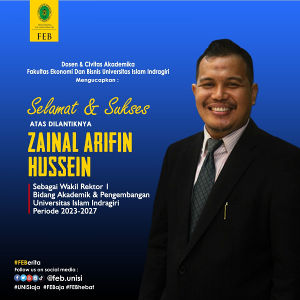 Zainal Arifin Husen Resmi Dilantik Sebagai Wakil Rektor I Unisi