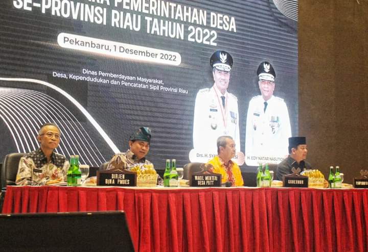 Diwakili Asisten I, Bupati Inhil Hadiri Rapat Kerja Penyelenggara Pemerintahan Desa se-Riau