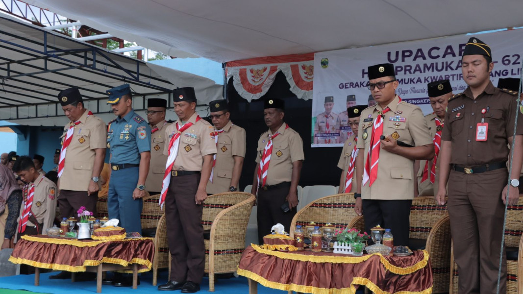 Kapolres Lingga Hadiri Upacara Peringatan Hari Pramuka ke-62 di Kabupaten Lingga.