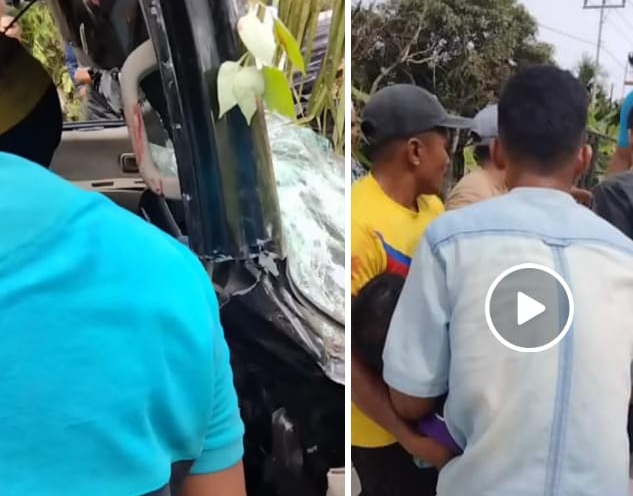Kecelakaan Tunggal Mobil Ambulance Bawa Jenazah Terjadi di Keritang