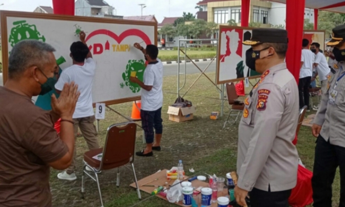 Disparporabud Inhil Ikuti Lomba Bhayangkara Mural Festival 2021 di Polda Riau