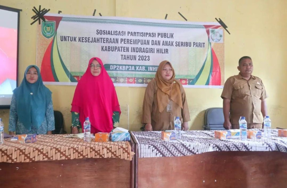 DP2KBP3A Inhil Gelar Sosialisasi Partisipasi Publik Untuk Kesejahteraan Perempuan dan Anak Seribu Parit di Desa Pengalehan Kecamatan Enok