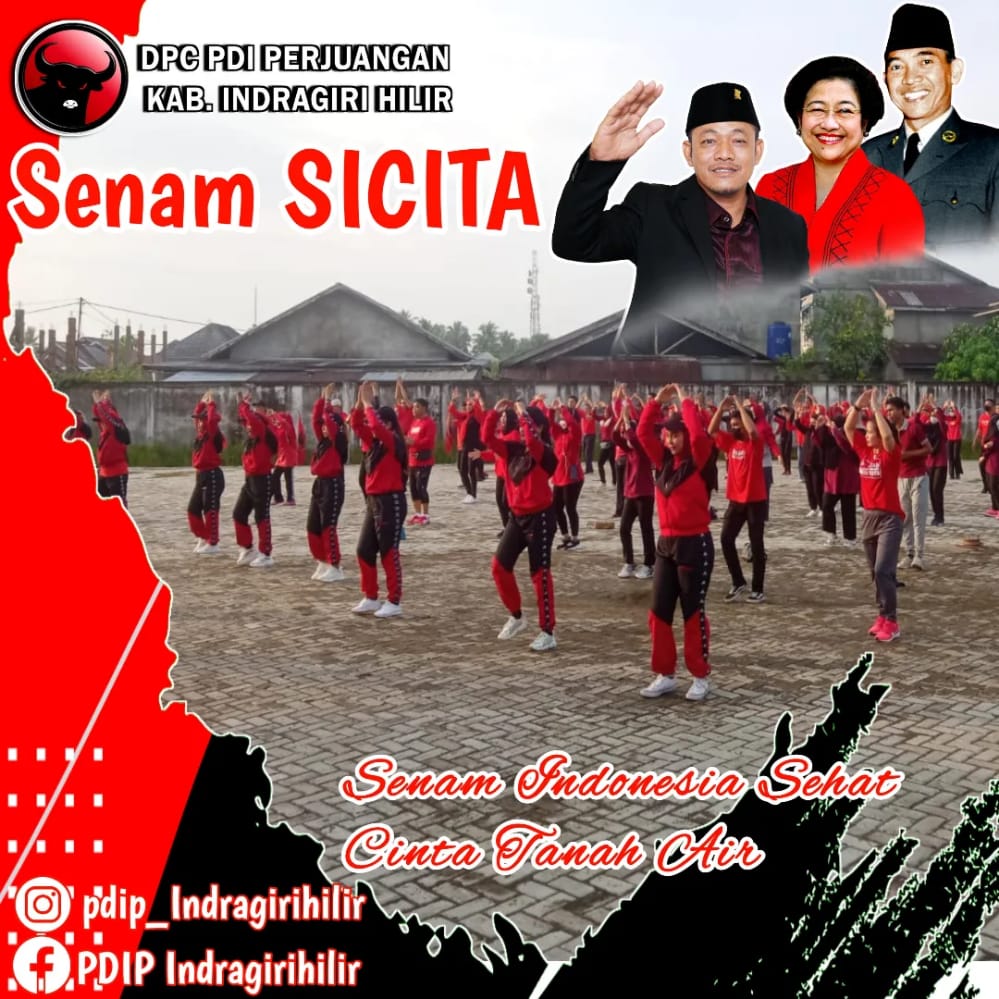 DPC PDIP Inhil Ikut Sukseskan Senam Indonesia Cinta Tanah Air