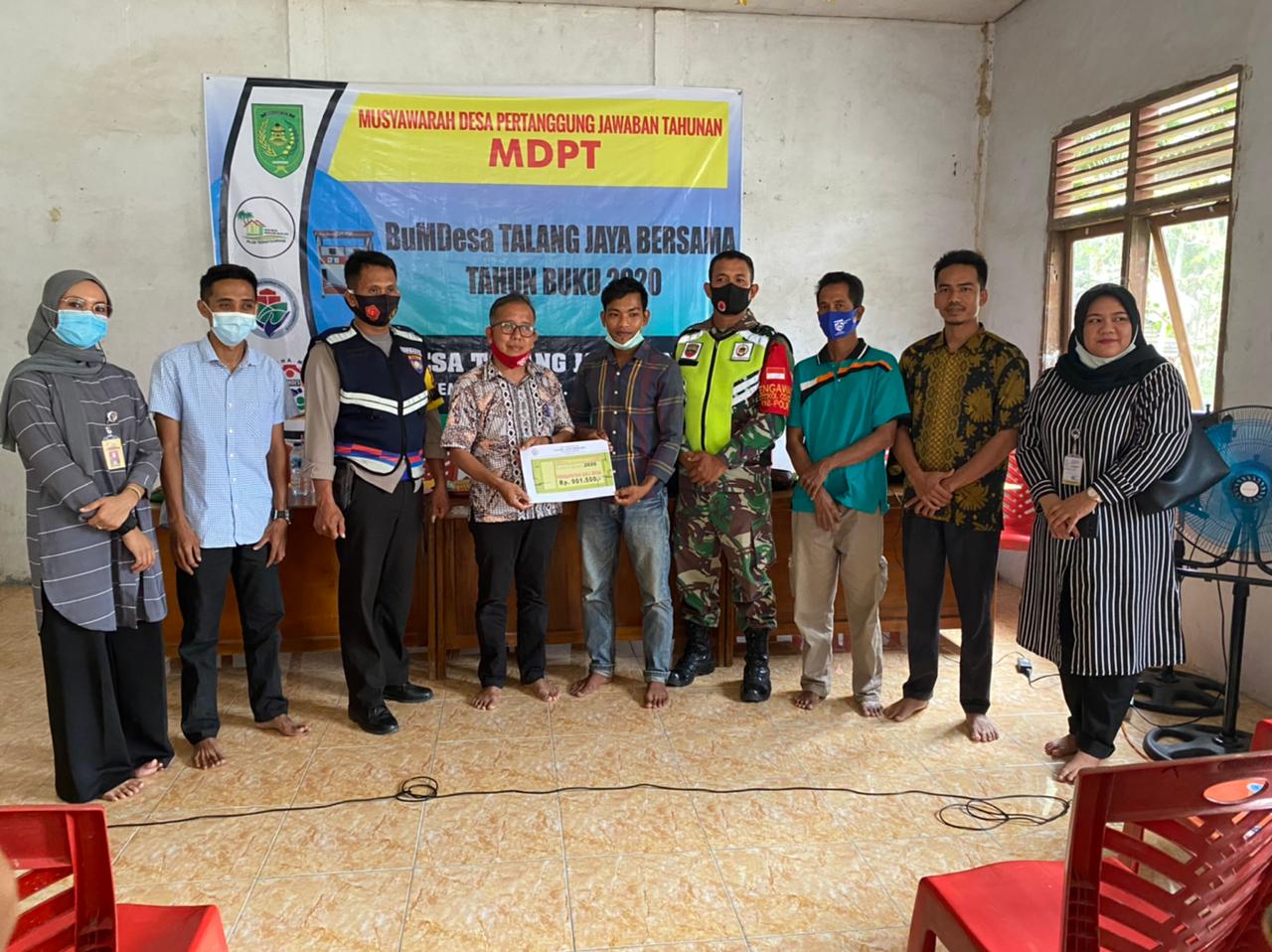 Beroprasinya Serta Gelar MDPT Tahun 2020, Kades Talangjangkang Kemuning Sampaikan Apresiasi Ke BUMDes Talang Jaya Bersama