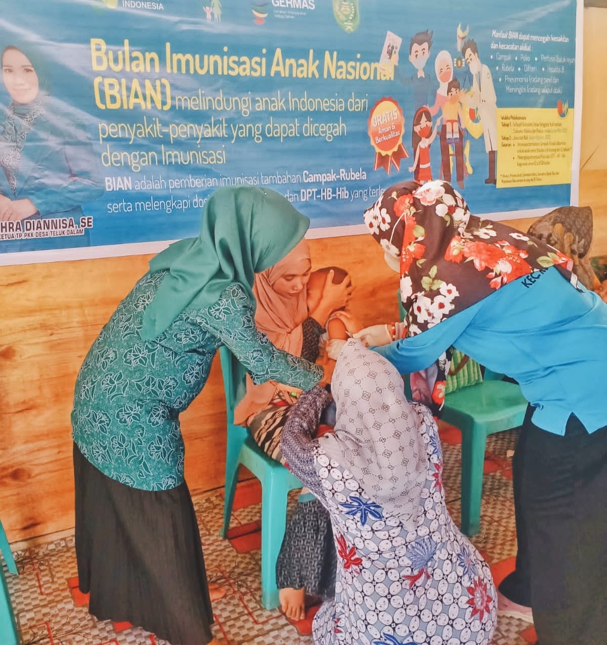 Pemdes dan Pustu Desa Teluk Dalam Komitmen Sukseskan Bulan Imunisasi Anak Nasional
